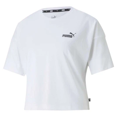 CAMISETA PUMA ESSENTIALS CROPPED SMALL LOGO FEMININO - Branco CAMISETA PUMA ESSENTIALS CROPPED SMALL LOGO FEMININO - Branco