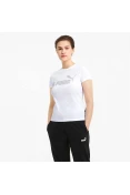CAMISETA PUMA ESSENTIALS METALLIC LOGO FEMININA - Branco/prata CAMISETA PUMA ESSENTIALS METALLIC LOGO FEMININA - Branco/prata