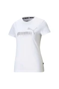CAMISETA PUMA ESSENTIALS METALLIC LOGO FEMININA - Branco/prata CAMISETA PUMA ESSENTIALS METALLIC LOGO FEMININA - Branco/prata