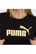 CAMISETA PUMA ESSENTIALS METALLIC LOGO FEMININA - Preto/dourado CAMISETA PUMA ESSENTIALS METALLIC LOGO FEMININA - Preto/dourado