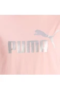CAMISETA PUMA ESSENTIALS METALLIC LOGO FEMININA - Rosa/prata CAMISETA PUMA ESSENTIALS METALLIC LOGO FEMININA - Rosa/prata