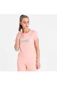 CAMISETA PUMA ESSENTIALS METALLIC LOGO FEMININA - Rosa/prata CAMISETA PUMA ESSENTIALS METALLIC LOGO FEMININA - Rosa/prata