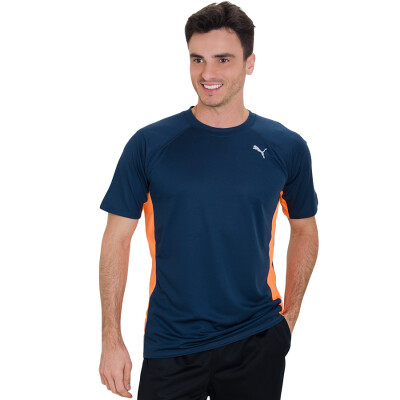 CAMISETA PUMA RUNNING S/S TEE MASCULINA - Marinho/laranja CAMISETA PUMA RUNNING S/S TEE MASCULINA - Marinho/laranja