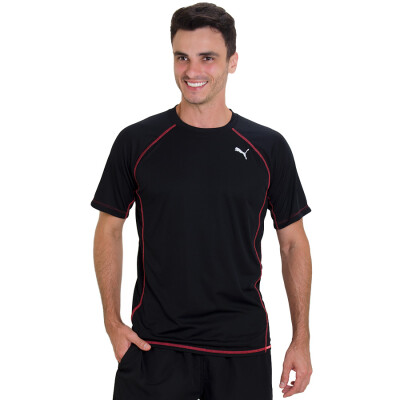CAMISETA PUMA RUNNING S/S TEE MASCULINA - Preto/vermelho CAMISETA PUMA RUNNING S/S TEE MASCULINA - Preto/vermelho