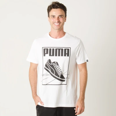 CAMISETA PUMA TRACK TEE MASCULINA - Branco CAMISETA PUMA TRACK TEE MASCULINA - Branco