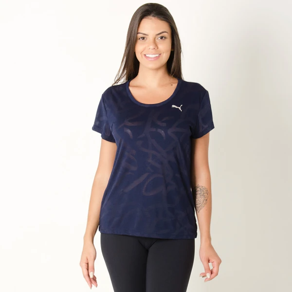 CAMISETA PUMA TRANSITION BURN OUT TEE FEMININA - Marinho