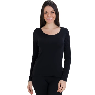 CAMISETA RAINHA LEGERÍSSIMO MANGA LONGA FEMININA - Preto