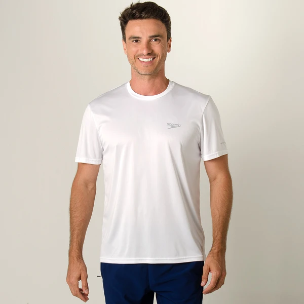 CAMISETA SPEEDO BASIC INTERLOCK UV50 MASCULINA - Branco CAMISETA SPEEDO BASIC INTERLOCK UV50 MASCULINA - Branco