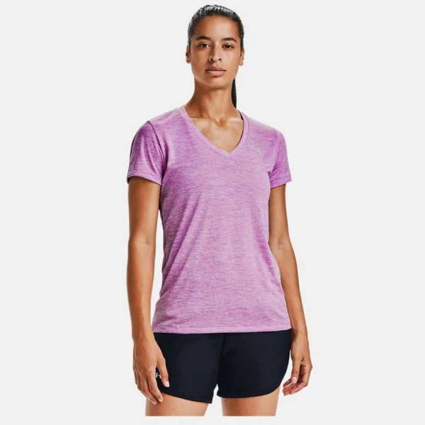 CAMISETA TREINO UNDER ARMOUR TECH V NECK TWIST FEMININA - Lilas