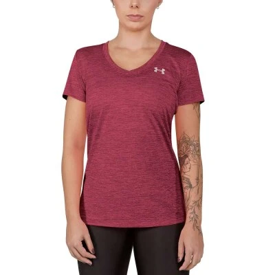 CAMISETA TREINO UNDER ARMOUR TECH V NECK TWIST FEMININA - Vermelho