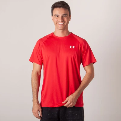CAMISETA UNDER ARMOUR TECH SS TEE BRAZIL MASCULINA - Vermelho/branco CAMISETA UNDER ARMOUR TECH SS TEE BRAZIL MASCULINA - Vermelho/branco