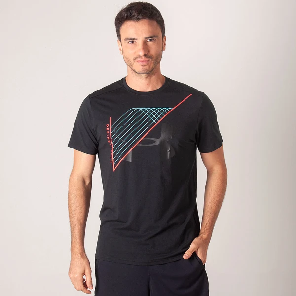 CAMISETA UNDER ARMOUR WARPED ROUTE MASCULINA - Preto