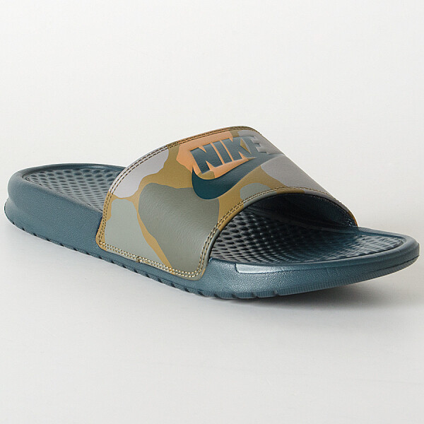 CHINELO NIKE BENASSI JDI PRINT MASCULINO - Chumbo/verde