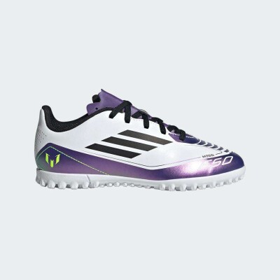 CHUTEIRA ADIDAS MESSI F50 CLUB SOCIETY INFANTIL - Branco/roxo