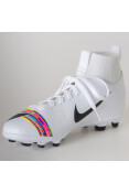 CHUTEIRA BOTINHA NIKE MERCURIAL SUPERFLY VI CLUB CR7 CAMPO INFANTIL - Branco/preto