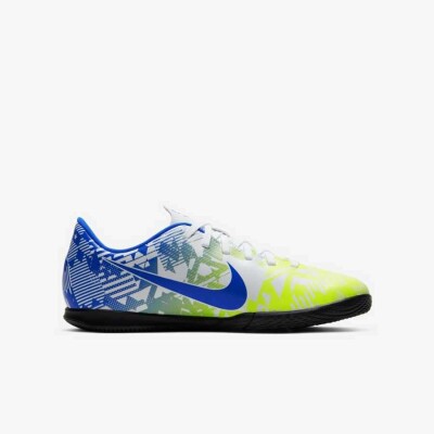 CHUTEIRA FUTSAL NIKE JR MERCURIAL VAPOR 13 CLUB NEYMAR JR IC - Branco/azul