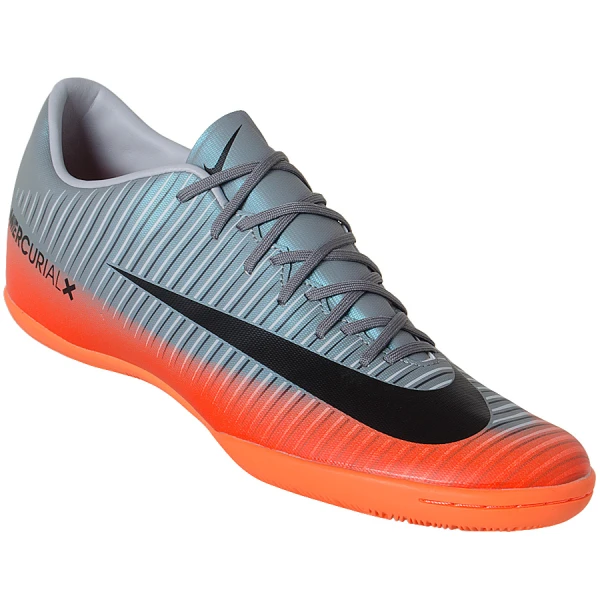 CHUTEIRA FUTSAL NIKE MERCURIALX VICTORY VI CR7 IC - Grafite/laranja