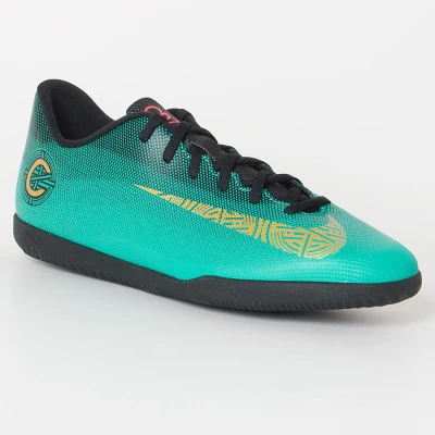 CHUTEIRA FUTSAL NIKE VAPORX 12 CLUB CR7 IC - Verde/dourado