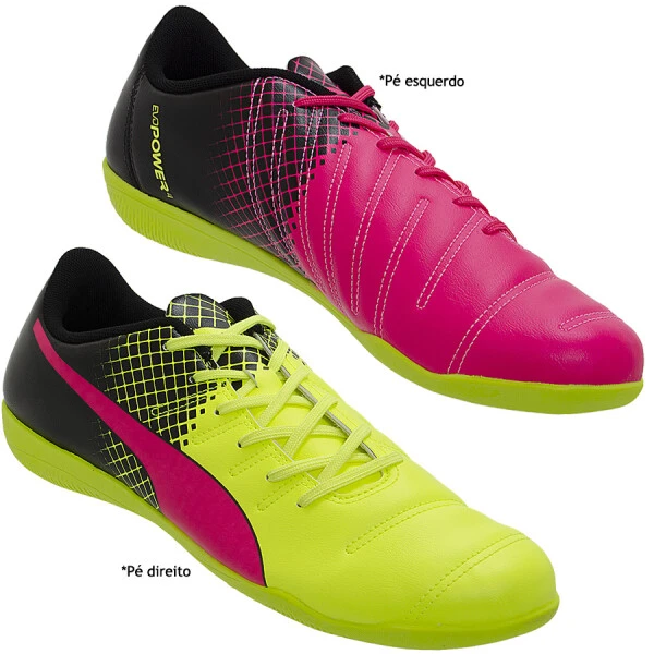 CHUTEIRA FUTSAL PUMA EVOPOWER 4.3 TRICKS IT MASCULINA - Pink/amarelo