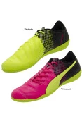 CHUTEIRA FUTSAL PUMA EVOPOWER 4.3 TRICKS IT MASCULINA - Pink/amarelo