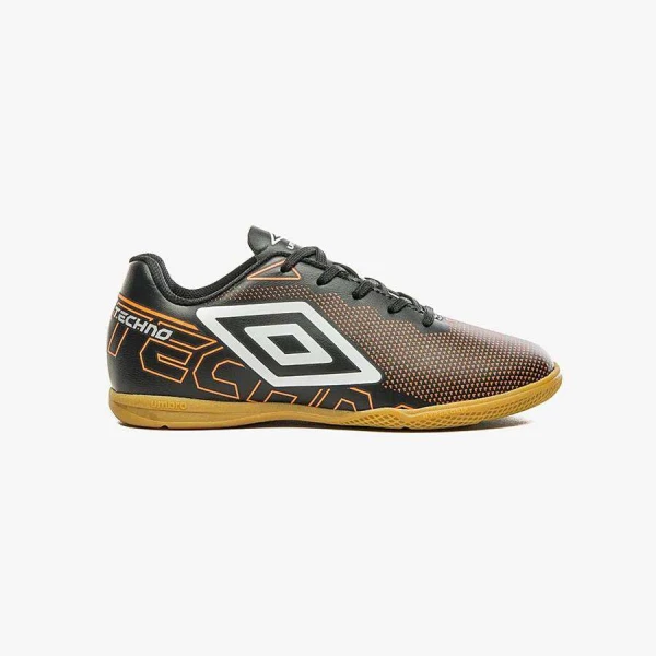 CHUTEIRA FUTSAL UMBRO TECHNO JR INFANTIL - Preto/laranja