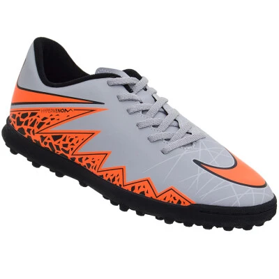 CHUTEIRA NIKE HYPERVENOM PHADE 2 TF INFANTIL - Cinza/laranja