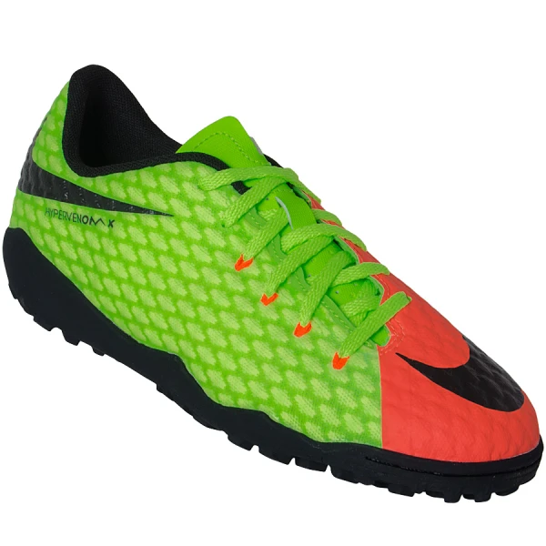CHUTEIRA NIKE HYPERVENOMX PHELON 3 TF INFANTIL - Verde/laranja CHUTEIRA NIKE HYPERVENOMX PHELON 3 TF INFANTIL - Verde/laranja