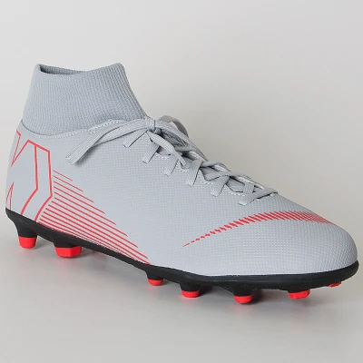 CHUTEIRA NIKE MERCURIAL SUPERFLY 6 CLUB FG - Cinza/vermelho