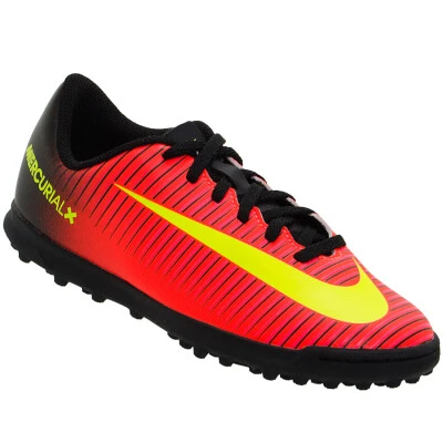 CHUTEIRA NIKE MERCURIAL VORTEX 3 TF INFANTIL - Laranja/preto