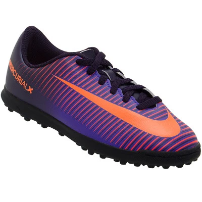 CHUTEIRA NIKE MERCURIAL VORTEX 3 TF INFANTIL - Roxo/laranja