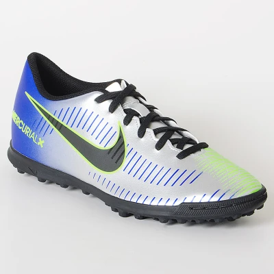 CHUTEIRA NIKE MERCURIALX VORTEX III NEYMAR TF - Prata/azul