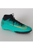 CHUTEIRA NIKE SOCIETY CR7 MERCURIALX SUPERFLY 6 ACADEMY TF - Verde/dourado