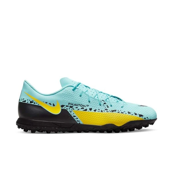 CHUTEIRA NIKE SOCIETY PHANTOM GT2 CLUB MASCULINA - Azul celeste/amarelo