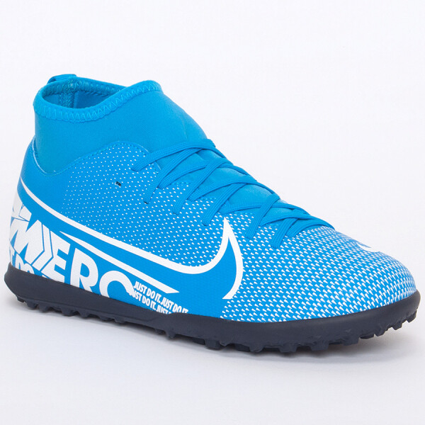 CHUTEIRA SOCIETY NIKE MERCURIAL SUPERFLY 7 CLUB TF INFANTIL - Azul/branco