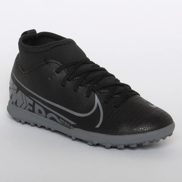 CHUTEIRA SOCIETY NIKE MERCURIAL SUPERFLY 7 CLUB TF INFANTIL - Preto/grafite