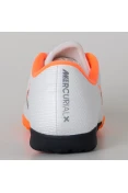 CHUTEIRA SOCIETY NIKE MERCURIALX VAPOR 12 ACADEMY TF - Branco/laranja