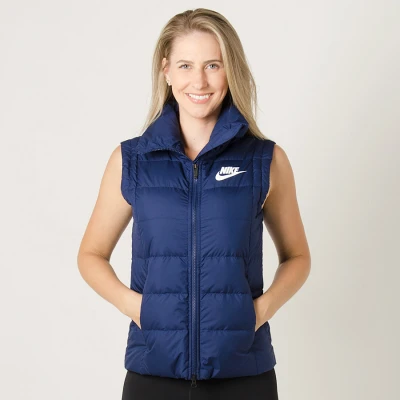 COLETE NIKE NSW DOWN FILL FEMININO - Marinho/branco