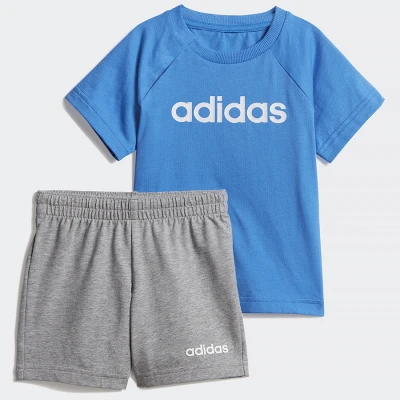 CONJUNTO ADIDAS VERÃO LINEAR INFANTIL - Azul/cinza