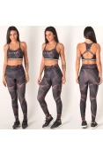 CONJUNTO COLCCI TOP E CALÇA FEMININA - Chumbo/salmao