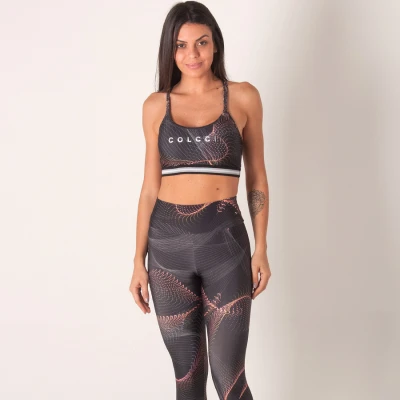 CONJUNTO COLCCI TOP E CALÇA FEMININA - Chumbo/salmao