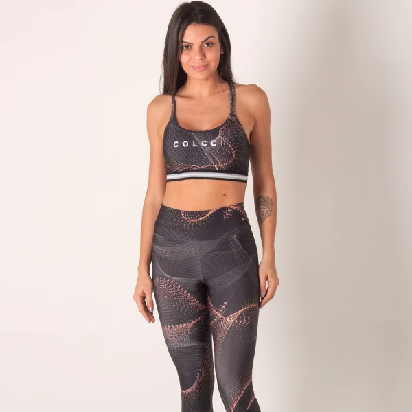 CONJUNTO COLCCI TOP E CALÇA FEMININA - Chumbo/salmao