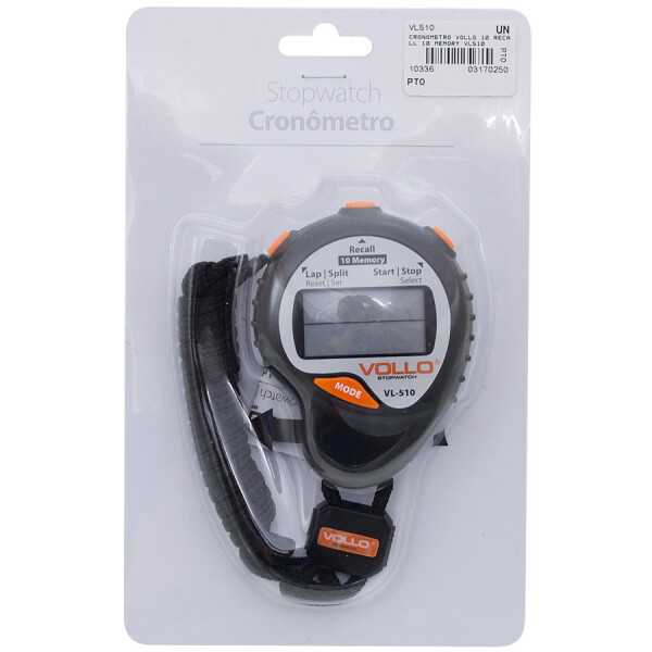 CRONÔMETRO VOLLO 10 RECALL 10 MEMORY - Preto