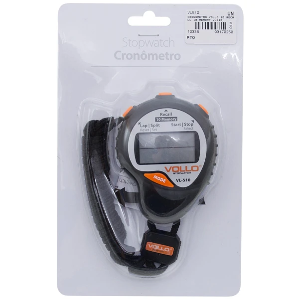 CRONÔMETRO VOLLO 10 RECALL 10 MEMORY - Preto
