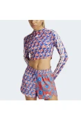 CROPPED ADIDAS FARM MANGA LONGA FEMININO - Azul/laranja