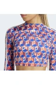CROPPED ADIDAS FARM MANGA LONGA FEMININO - Azul/laranja