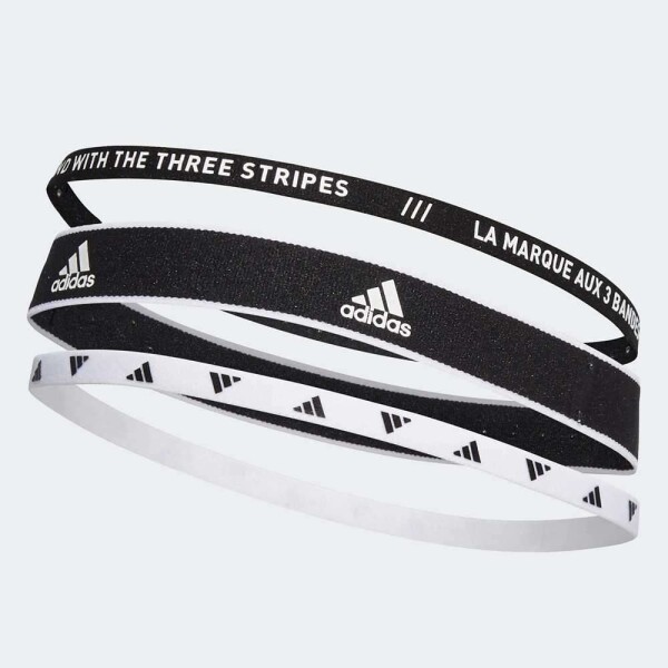 FAIXA DE CABEÇA BANDANA ADIDAS TREINO PACOTE 3 UNIDADES - Preto/branco