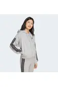JAQUETA ADIDAS 3S ESSENTIALS COM CAPUZ FEMININA - Cinza/preto