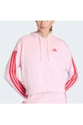 JAQUETA ADIDAS 3S ESSENTIALS COM CAPUZ FEMININA - Rosa/vermelho