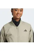 JAQUETA ADIDAS ACOLCHOADA ESSENTIALS 3 LISTRAS FEMININA - Verde/preto