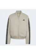 JAQUETA ADIDAS ACOLCHOADA ESSENTIALS 3 LISTRAS FEMININA - Verde/preto